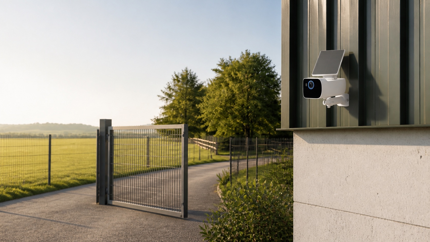 Solar security camera installed at a rural property